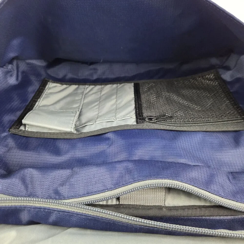 LL Bean Vintage Blue Gray Padded Laptop Messenger Shoulder Bag Briefcase